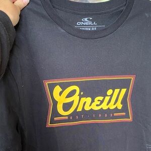 O'Neill Black tshirt with Yellow Logo and Red Trim